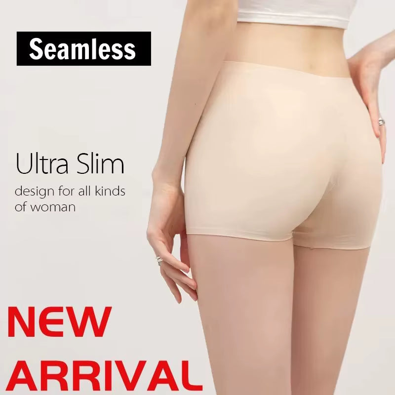 2 Pieces/Set Women Boyshorts Seamless Female Boxer Ice Silk Ladies Safety Short Pants Mid Waist Summer Underwear Women Panites