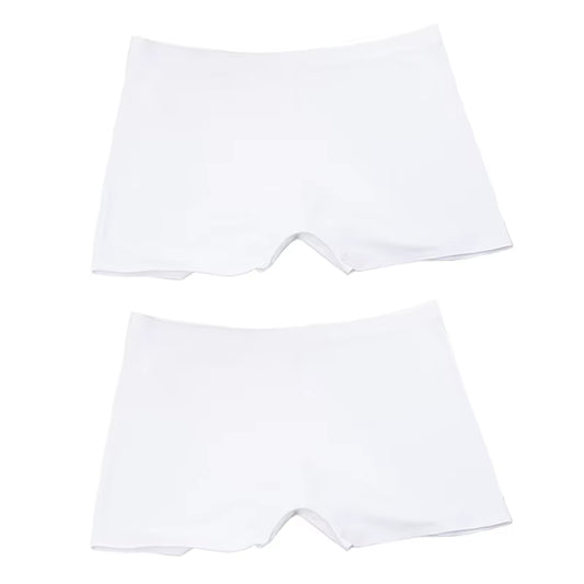 2 Pieces/Set Women Boyshorts Seamless Female Boxer Ice Silk Ladies Safety Short Pants Mid Waist Summer Underwear Women Panites
