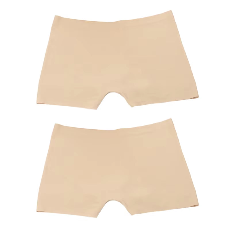2 Pieces/Set Women Boyshorts Seamless Female Boxer Ice Silk Ladies Safety Short Pants Mid Waist Summer Underwear Women Panites