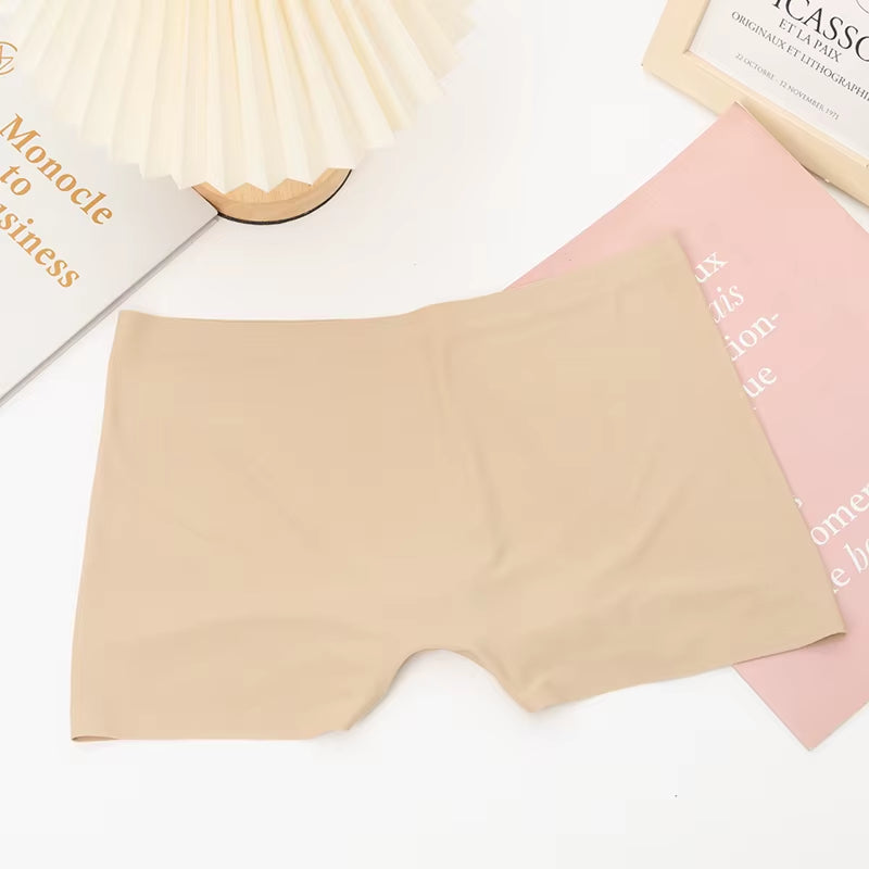 2 Pieces/Set Women Boyshorts Seamless Female Boxer Ice Silk Ladies Safety Short Pants Mid Waist Summer Underwear Women Panites