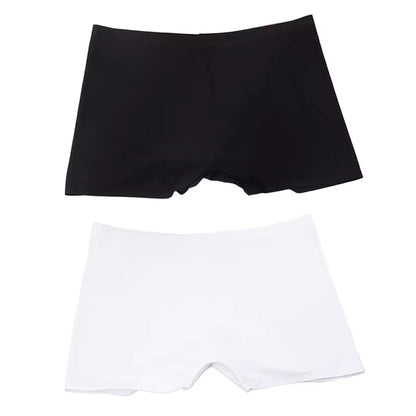 2 Pieces/Set Women Boyshorts Seamless Female Boxer Ice Silk Ladies Safety Short Pants Mid Waist Summer Underwear Women Panites