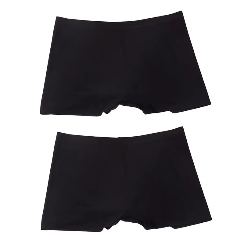 2 Pieces/Set Women Boyshorts Seamless Female Boxer Ice Silk Ladies Safety Short Pants Mid Waist Summer Underwear Women Panites