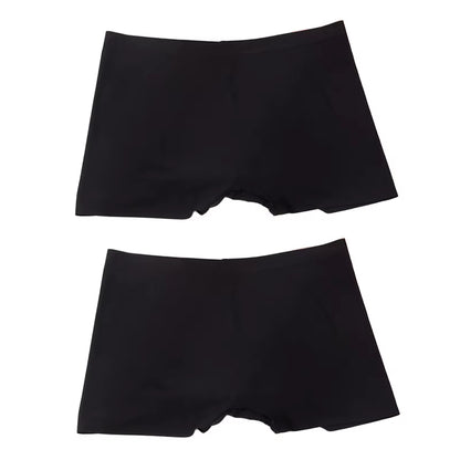2 Pieces/Set Women Boyshorts Seamless Female Boxer Ice Silk Ladies Safety Short Pants Mid Waist Summer Underwear Women Panites