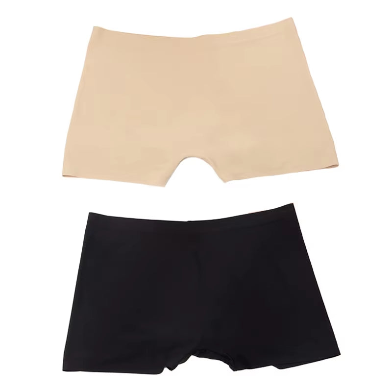2 Pieces/Set Women Boyshorts Seamless Female Boxer Ice Silk Ladies Safety Short Pants Mid Waist Summer Underwear Women Panites