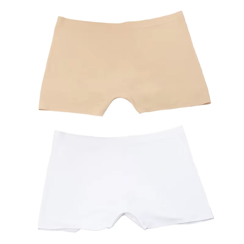 2 Pieces/Set Women Boyshorts Seamless Female Boxer Ice Silk Ladies Safety Short Pants Mid Waist Summer Underwear Women Panites