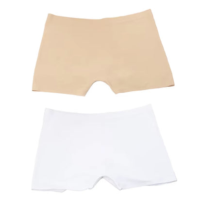 2 Pieces/Set Women Boyshorts Seamless Female Boxer Ice Silk Ladies Safety Short Pants Mid Waist Summer Underwear Women Panites